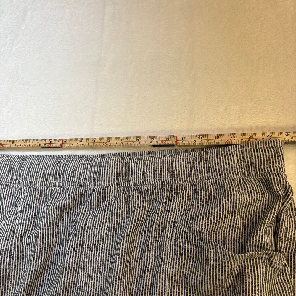 Pants Old Navy Linen Cotton Blend Pants 3X Striped Pull On High Rise Taper - Picture 4 of 7